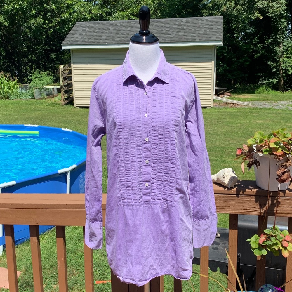 J. Crew Chambray Tuxedo Tunic in Rich Purple Small